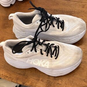 Hoka White Athletic Sneakers with Black Accents